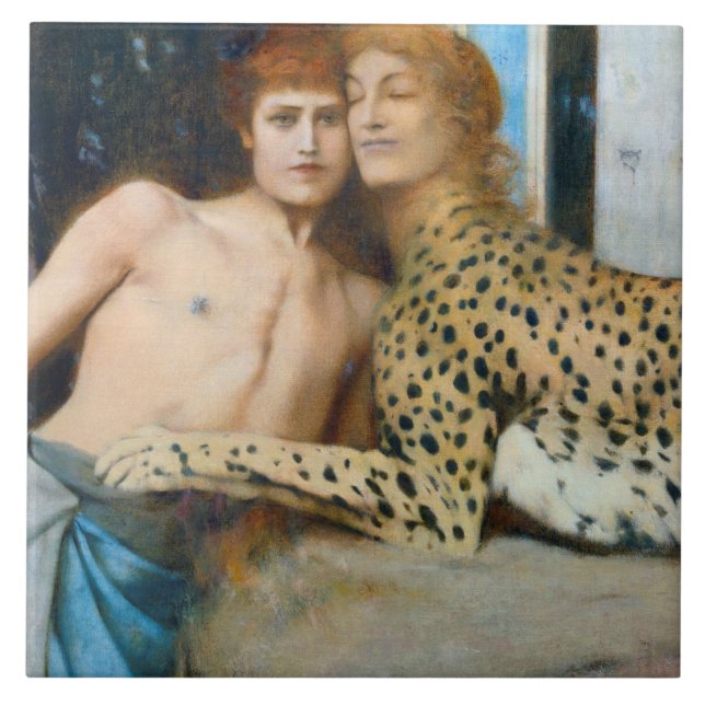 The Caresses, Fernand Khnopff Tile (Front)