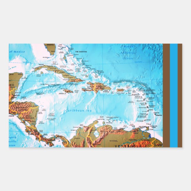The Caribbean (map) Rectangular Sticker (Front)
