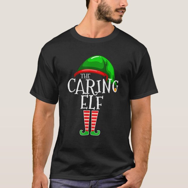 The Caring Elf Group Matching Family Christmas Gif T-Shirt (Front)