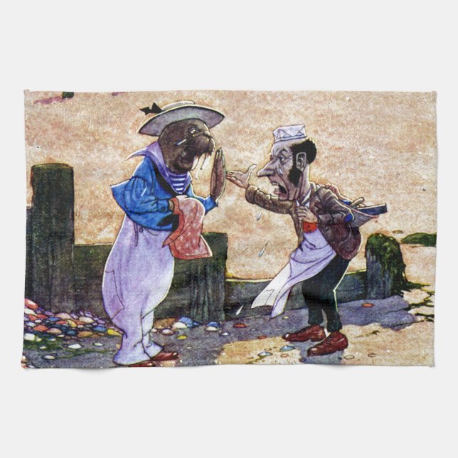 The Carpenter and the Walrus - Alice in Wonderland Tea Towel (Horizontal)