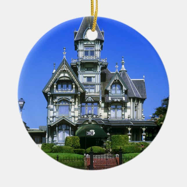 The Carson Mansion in Eureka, California Ceramic Tree Decoration (Front)