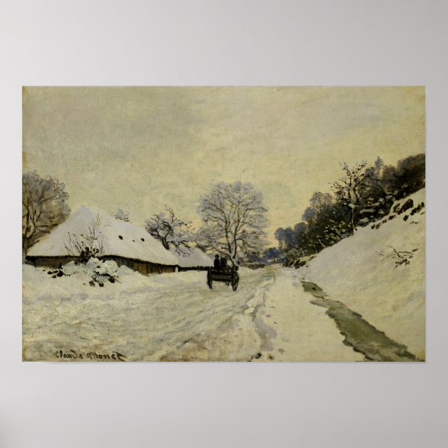 The Cart, or Road under Snow at Honfleur, 1865 Poster (Front)