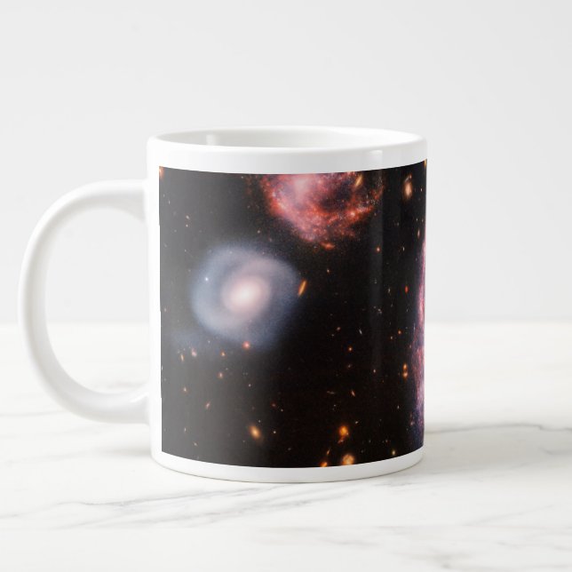The Cartwheel Galaxy And Its Companion Galaxies. Large Coffee Mug (Left)
