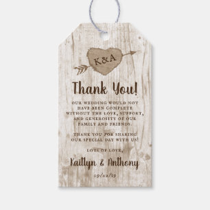 The Carved Heart Tree Wedding Collection Gift Tags