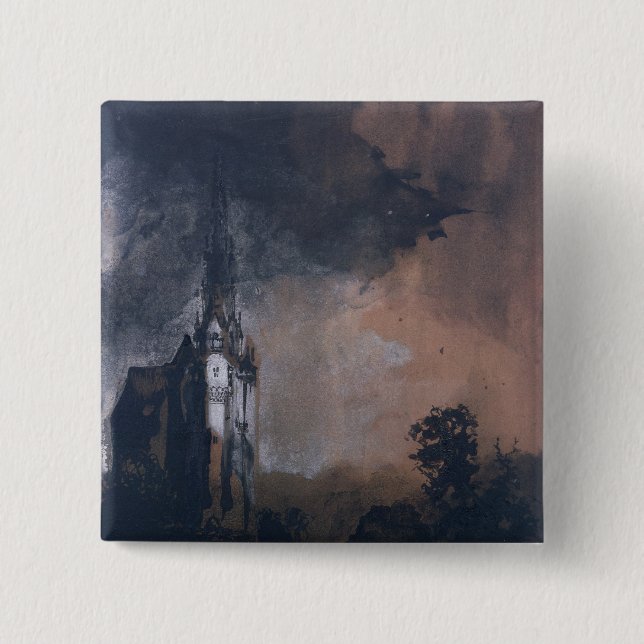 The Castle in the Moonlight 15 Cm Square Badge (Front)