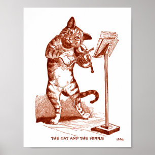 The Cat and the Fiddle Vintage Drawing 1884 copy Poster