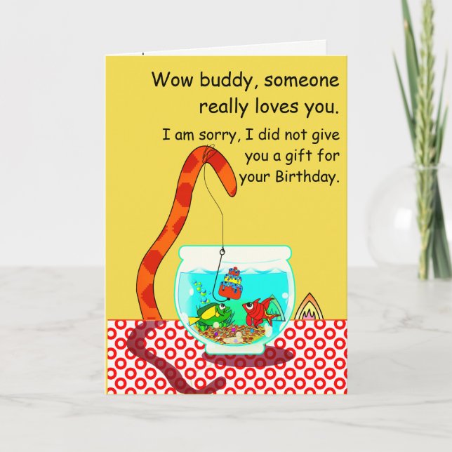 The Cat And The Fish Bowl Birthday Card (Front)