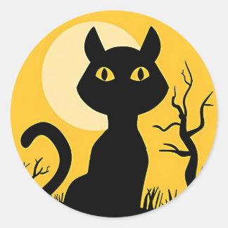 The Cat and the Moon Classic Round Sticker