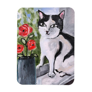 The cat and the poppies magnet