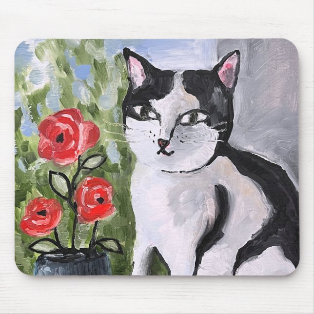 The cat and the poppies mouse mat (Front)