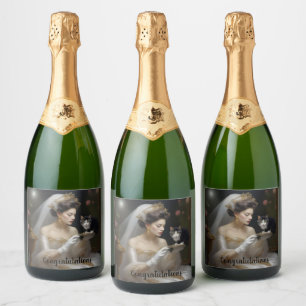 The Cat Bride Oil Paint,  Sparkling Wine Label
