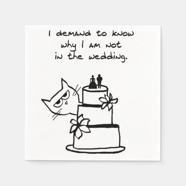 The Cat Crashes the Wedding - Funny Wedding Shower Napkin (Front)