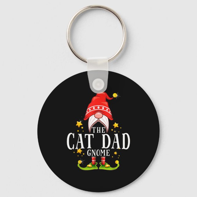 The Cat Dad Gnome Christmas Matching For Men Women Key Ring (Front)