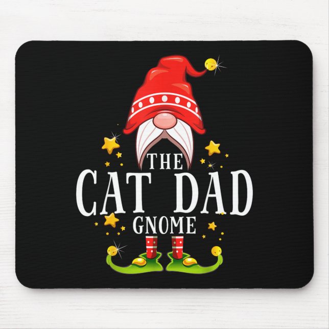 The Cat Dad Gnome Christmas Matching For Men Women Mouse Mat (Front)