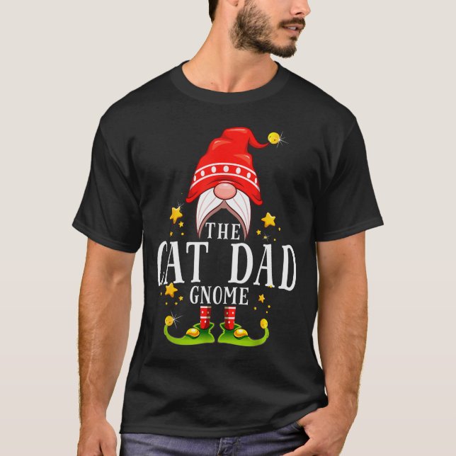 The Cat Dad Gnome Christmas Matching For Men Women T-Shirt (Front)