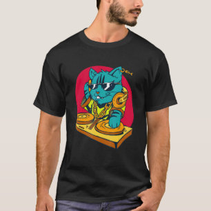 The Cat Dj Playing Some Music Play Music Dj T-Shirt