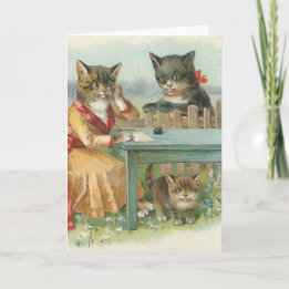 "The Cat Family" Vintage Greeting Card