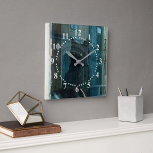 The cat in the window square wall clock