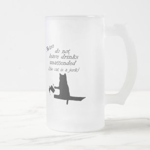 The Cat is a Jerk Frosted Glass Beer Mug