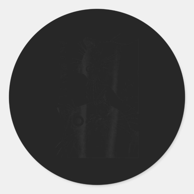 The Cat Is Watching Today Funny Japanese Black Cat Classic Round Sticker (Front)