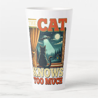 The Cat Knows Too Much. Latte Mug