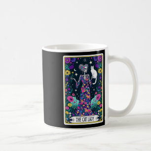 The Cat Lady Tarot Card Halloween Skeleton Skul Oc Coffee Mug