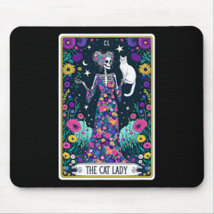 The Cat Lady Tarot Card Halloween Skeleton Skul Oc Mouse Mat