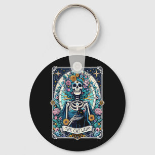 The Cat Lady Tarot Card Skeleton Cat Mum Cat Lover Key Ring