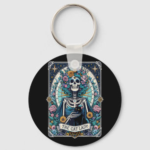 The Cat Lady Tarot Card Skeleton Cat Mum Cat Lover Key Ring