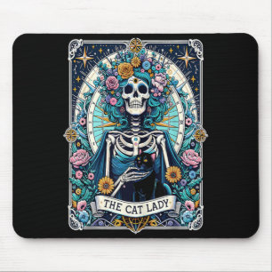 The Cat Lady Tarot Card Skeleton Cat Mum Cat Lover Mouse Mat