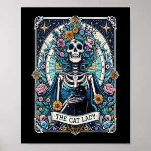 The Cat Lady Tarot Card Skeleton Cat Mum Cat Lover Poster
