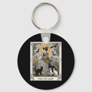 The Cat Lady Tarot Card Vintage Gothic Women Cat M Key Ring