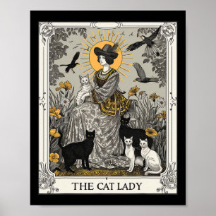 The Cat Lady Tarot Card Vintage Gothic Women Cat M Poster