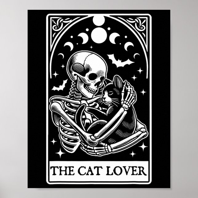 The Cat Lover Tarot Card Skeleton And Cat Tarot Ha Poster (Front)