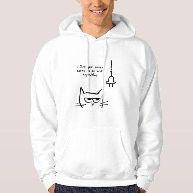 The Cat Loves Power Cords - Funny Cat Hoodie (Front)