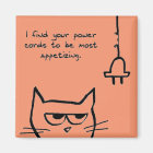 The Cat Loves Power Cords - Funny Cat Magnet