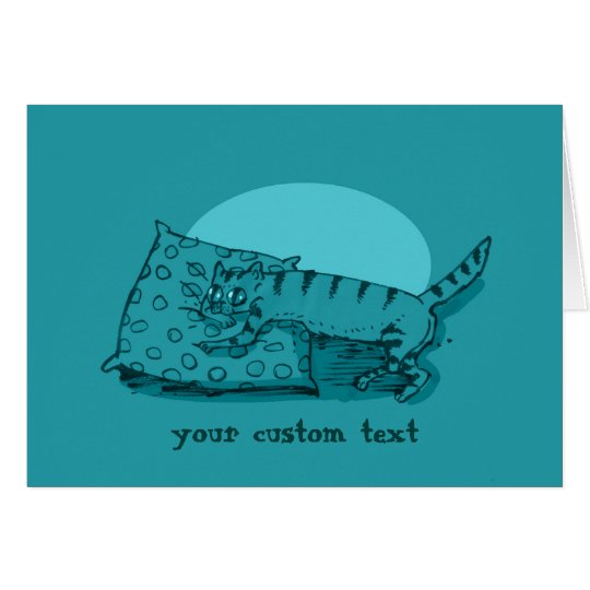 the cat lying on the ground cartoon customisable card
