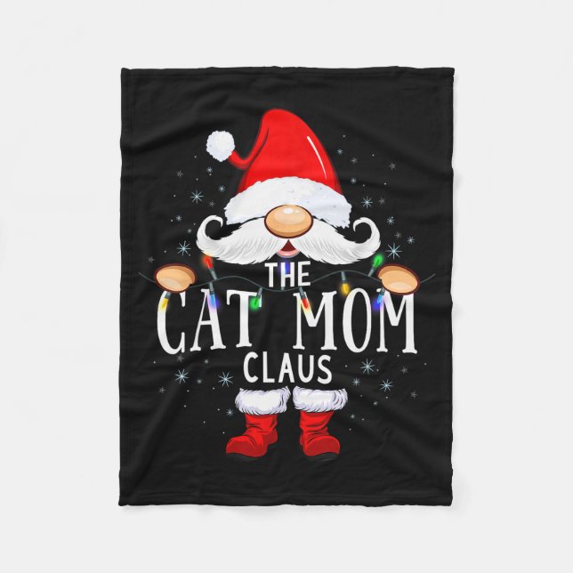 The Cat Mom Claus Christmas Matching Pajama Men Wo Fleece Blanket (Front)