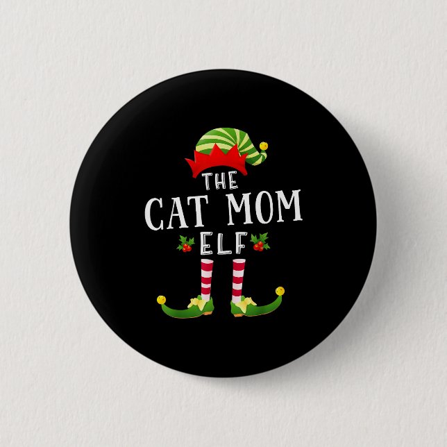 The Cat Mom Elf Christmas Matching Pajama Men Wome 6 Cm Round Badge (Front)