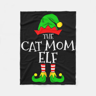 The Cat Mom Elf Funny Christmas Pet Lover Outfit Fleece Blanket