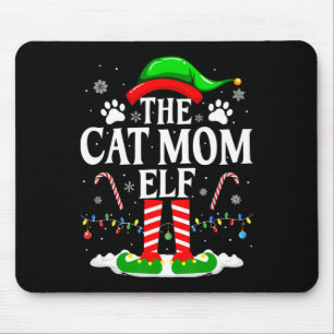 The Cat Mom Elf Xmas Funny Cats Lover Christmas Ca Mouse Mat