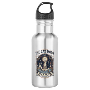 The Cat Moon Cat Tarot Card Major Arcana Vintage V 532 Ml Water Bottle