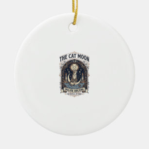 The Cat Moon Cat Tarot Card Major Arcana Vintage V Ceramic Tree Decoration