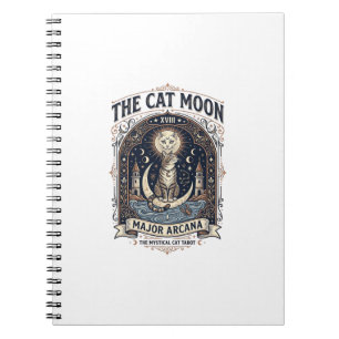 The Cat Moon Cat Tarot Card Major Arcana Vintage V Notebook