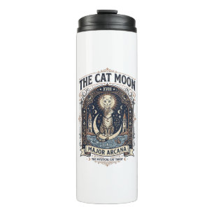 The Cat Moon Cat Tarot Card Major Arcana Vintage V Thermal Tumbler