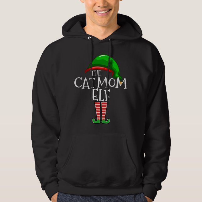 The Cat Mum Elf Matching Family Christmas Gift Mum Hoodie (Front)