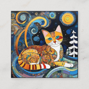 The "Cat" painting is a chilling and elegant winte Square Business Card