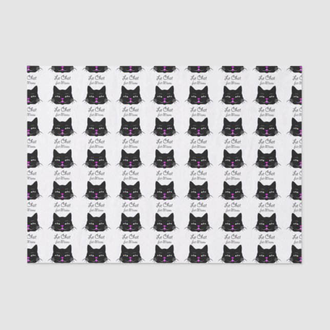 The Cat Says Meow!  Cute French Kitten Cartoon Tissue Paper (Front)