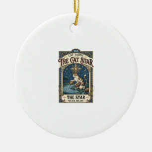 The Cat Star Cat Tarot Card Major Arcana Vintage V Ceramic Tree Decoration