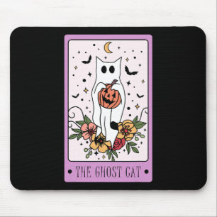 The Cat Tarot Card Ghost Halloween Pumpkin Cat Lov Mouse Mat
